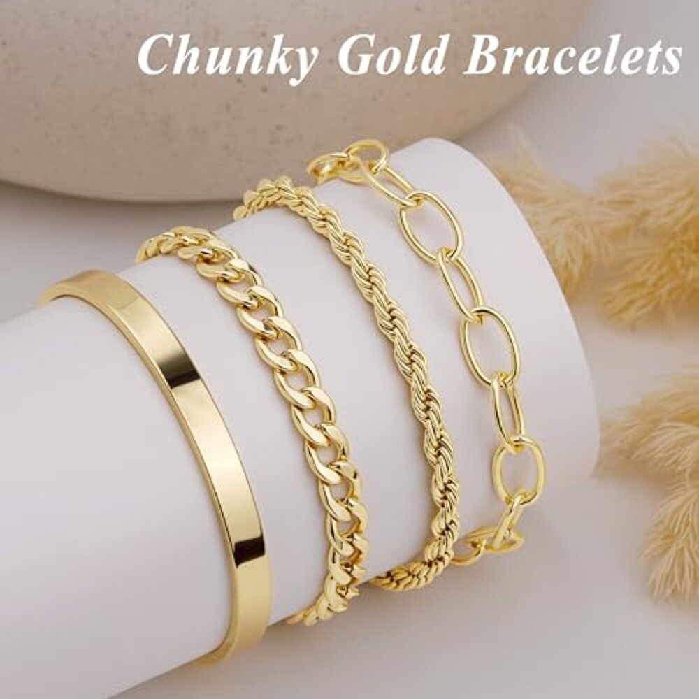 Chunky Stackable Bracelet Set Minimalist Dainty C… - image 6